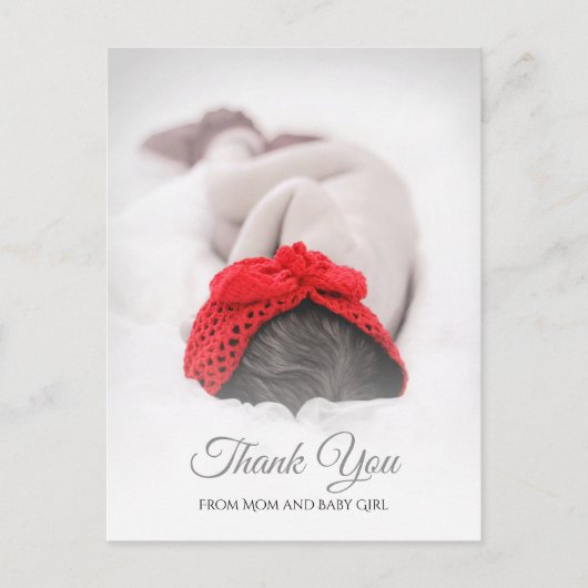 赤エレガントちゃんシャワー生まれたばかりの写真ありがとう ポストカード (正面)
