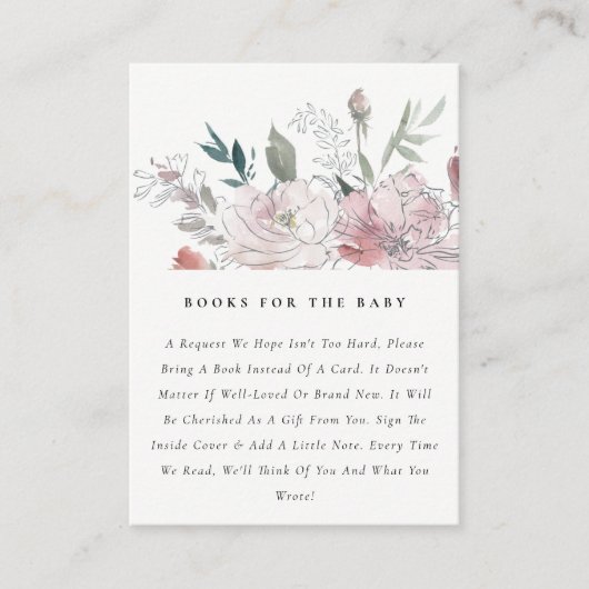 赤エレガントちゃんシャワー用のダスクな赤面フローラブック エンクロージャーカード (正面)