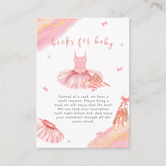赤エレガントちゃんシャワー用ピンクのバレリーナ少女の本 エンクロージャーカード (正面)