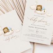 赤エレガントちゃんシャワー眠るライオンの雲の赤ちゃん 招待状