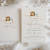 赤エレガントちゃんシャワー眠るライオンの雲の赤ちゃん 招待状