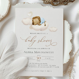 赤エレガントちゃんシャワー眠るライオンの雲の赤ちゃん 招待状