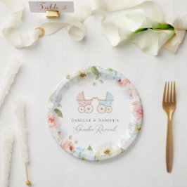 赤エレガントちゃんシャワー青とピンク ペーパープレート