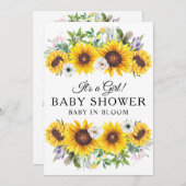 赤エレガントちゃんシャワー黄色ひまわり花招待団 招待状 (正面/裏面)