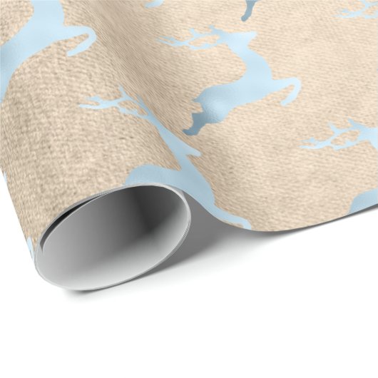 赤エレガントちゃんブルーのクリスマスのトナカイ模様 ラッピングペーパー (ロールコーナー)