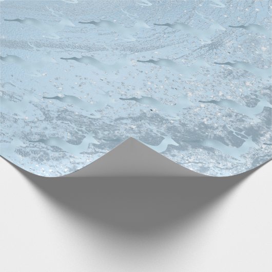 赤エレガントちゃんブルーのクリスマスのトナカイ模様 ラッピングペーパー (角)