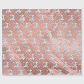 赤エレガントちゃんブルーのクリスマスのトナカイ模様 ラッピングペーパー (フラット)