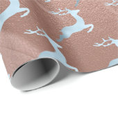 赤エレガントちゃんブルーのクリスマスのトナカイ模様 ラッピングペーパー (ロールコーナー)