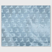 赤エレガントちゃんブルーのクリスマスのトナカイ模様 ラッピングペーパー (フラット)