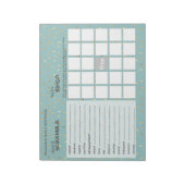 赤エレガントちゃんブルー&金ゴールド雨滴シャワーゲーム ノートパッド (回転)