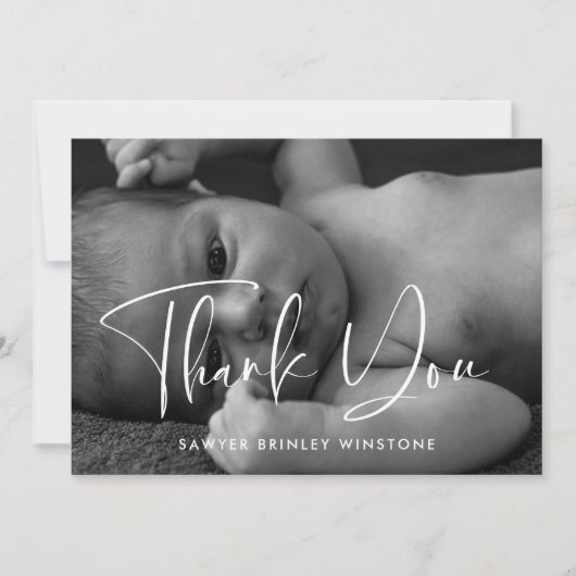 赤エレガントちゃんモダンのシャワー サンキューカード (正面)