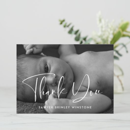 赤エレガントちゃんモダンのシャワー サンキューカード (スタンド正面)