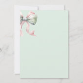 赤エレガントちゃん女の子のためのピンクのミント弓バプテスマ 招待状 (裏面)