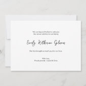 赤エレガントちゃん女の子の名前カスタム写真誕生 サンキューカード (裏面)