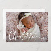 赤エレガントちゃん女の子の名前カスタム写真誕生 サンキューカード (正面/裏面)