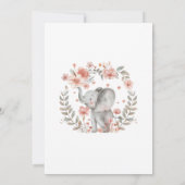 赤エレガントちゃん女の子の象の赤ちゃんシャワー 招待状 (裏面)