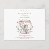 赤エレガントちゃん女の子ピンク象の赤ちゃんシャワー ポストカード (正面)