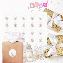 赤エレガントちゃん女の子ピンク象の赤ちゃんシャワー ラウンドシール