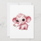 赤エレガントちゃん女の子ピンク象の赤ちゃんシャワー 招待状 (裏面)