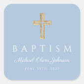 赤エレガントちゃん青の宗教クロスボーイバプテスマ スクエアシール (正面)