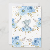 赤エレガントちゃん青フローラゾウ男の子の赤ちゃんシャワー 招待状 (裏面)