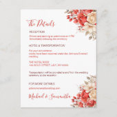 赤エレガントとアイボリーバラ結婚ズ エンクロージャーカード (正面)