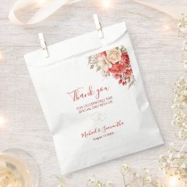 赤エレガントとアイボリーバラ結婚ズ フェイバーバッグ