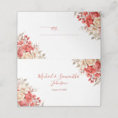 赤エレガントとアイボリーバラ結婚ズ プレイスカード (外部開封)