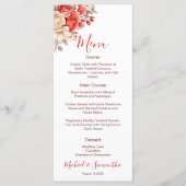 赤エレガントとアイボリーバラ結婚ズ メニュー (正面)