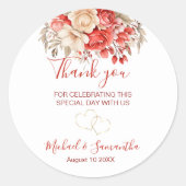 赤エレガントとアイボリーバラ結婚ズ ラウンドシール (正面)