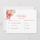 赤エレガントとアイボリーバラ結婚ズ 出欠カード (正面)