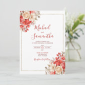 赤エレガントとアイボリーバラ結婚ズ 招待状 (スタンド正面)