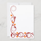 赤エレガントとオレンジの渦巻き結婚旋回 招待状 (裏面)