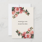 赤エレガントとピンクのバラのフローラ結婚 サンキューカード (裏面)