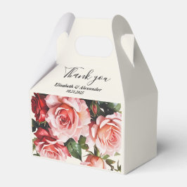 赤エレガントとピンクのバラのフローラ結婚 フェイバーボックス