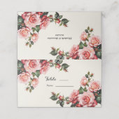 赤エレガントとピンクのバラのフローラ結婚 プレイスカード (外部開封)