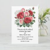赤エレガントとピンクのバラ結婚ズ 招待状 (スタンド正面)