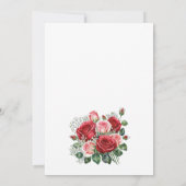 赤エレガントとピンクのバラ結婚ズ 招待状 (裏面)