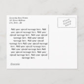 赤エレガントとピンクのバラ結婚ズ 案内ポストカード (裏面)