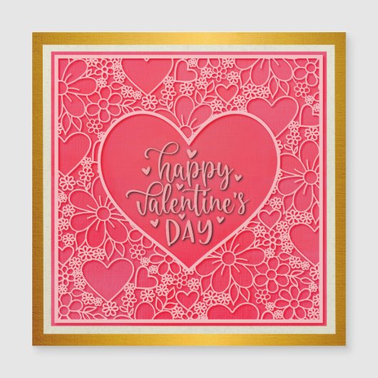 赤エレガントとピンクのフローラハートバレンタインデー (正面)