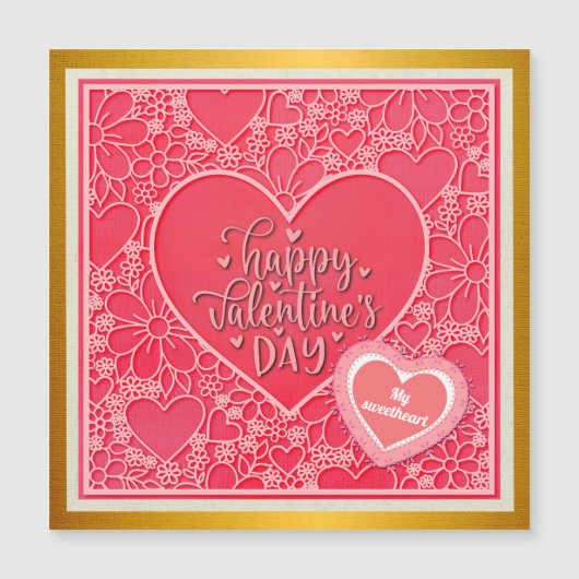 赤エレガントとピンクのフローラハートバレンタインデー (正面)