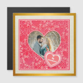 赤エレガントとピンクのフローラハートバレンタインデー (正面/裏面)