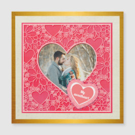 赤エレガントとピンクのフローラハートバレンタインデー