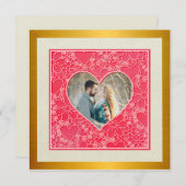 赤エレガントとピンクのフローラハートバレンタインデー (正面/裏面)