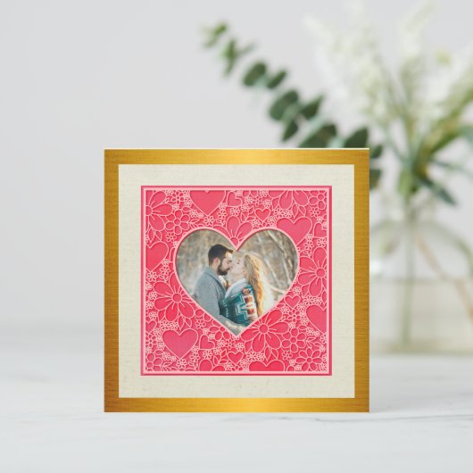 赤エレガントとピンクのフローラハートバレンタインデー (スタンド正面)