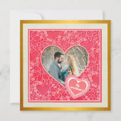 赤エレガントとピンクのフローラハートバレンタインデー (正面)