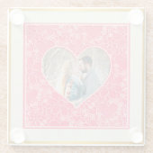 赤エレガントとピンクのフローラハートバレンタインデー ガラスコースター (裏面)