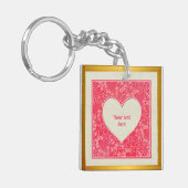 赤エレガントとピンクのフローラハートバレンタインデー キーホルダー (正面左)