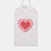 赤エレガントとピンクのフローラハートバレンタインデー ギフトタグ (裏面)