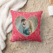 赤エレガントとピンクのフローラハートバレンタインデー クッション (ブランケット)